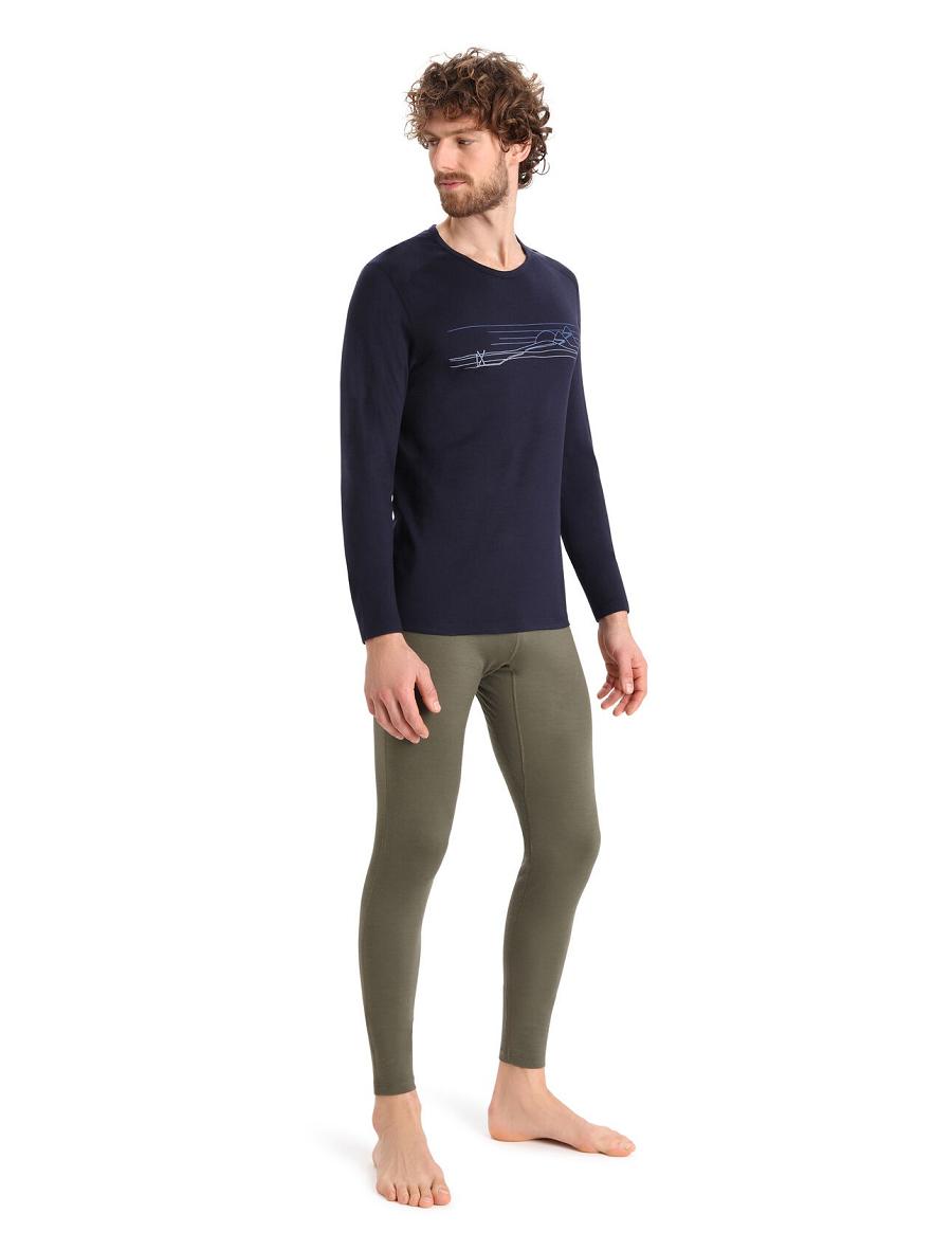 Base Layers Icebreaker Merino 200 Oasis Long Sleeve Crewe Ski Stripes Męskie Granatowe | PL 1581XYUF